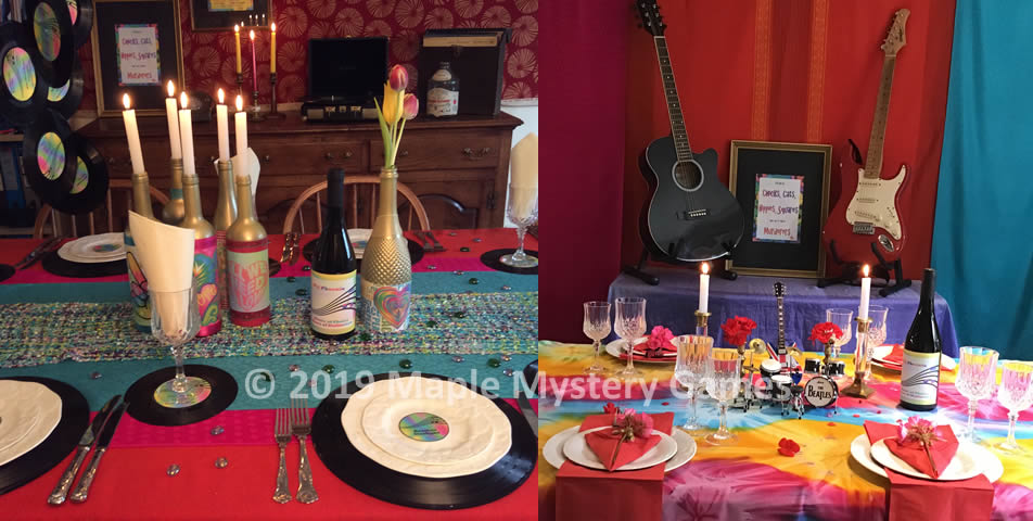 2 decoration ideas for a Swinging Sixties murder mystery party