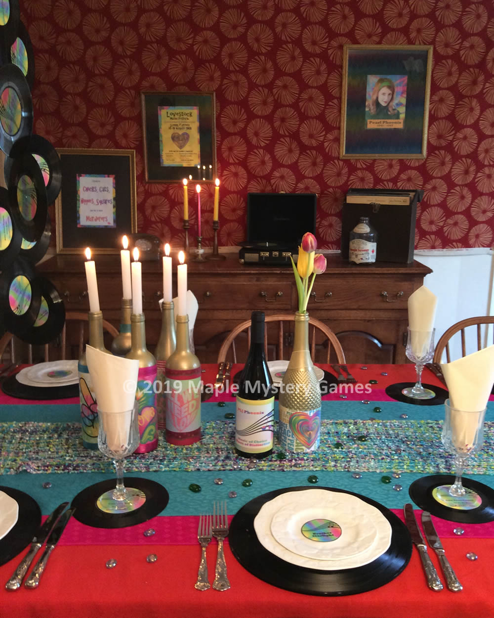 1960s party decorations with a hippie feel
