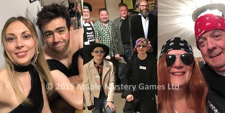 Costumes from different 90s murder mystery parties