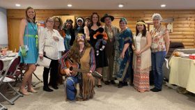 Carol's Swinging Sixties murder mystery party - group photo