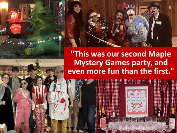 Different Xmas murder parties: guests and decorations