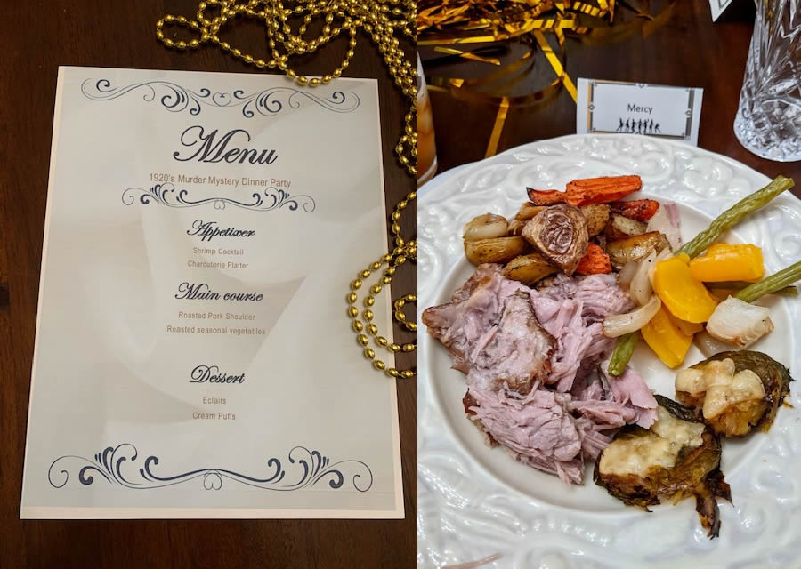 1920s' Dinner party menu and plate