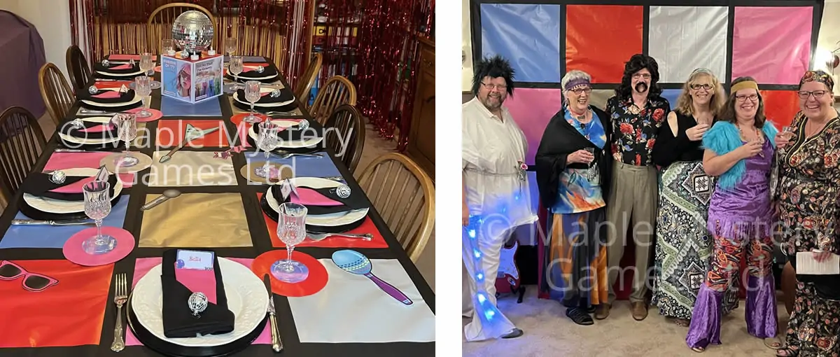 Disco floor tablecloth and wall background