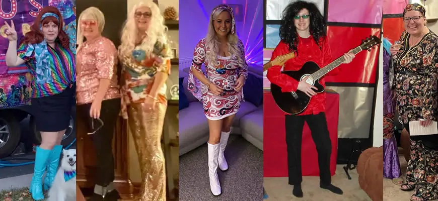 Customer outfits for disco singer roles (Poppy and Rory)