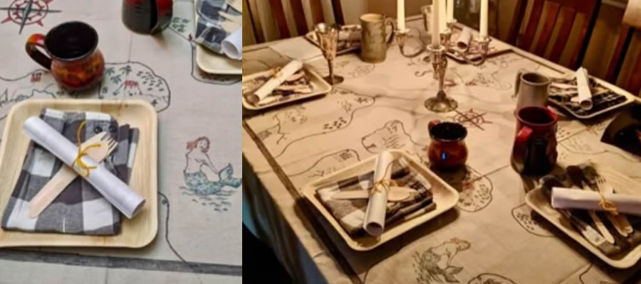 Hand-drawn treasure map tablecloth