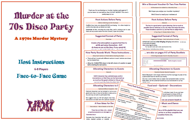 Host Instructions for Murder at the 70s Disco Party, At Home format