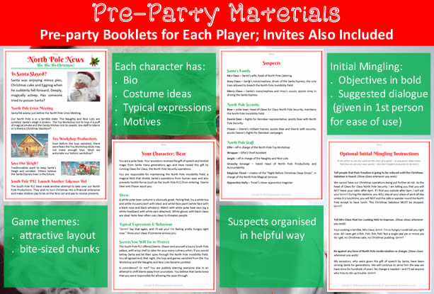 Example of a character's Pre-party Booklet given for 'Is Santa Slayed?'; example shown is Bear's booklet.