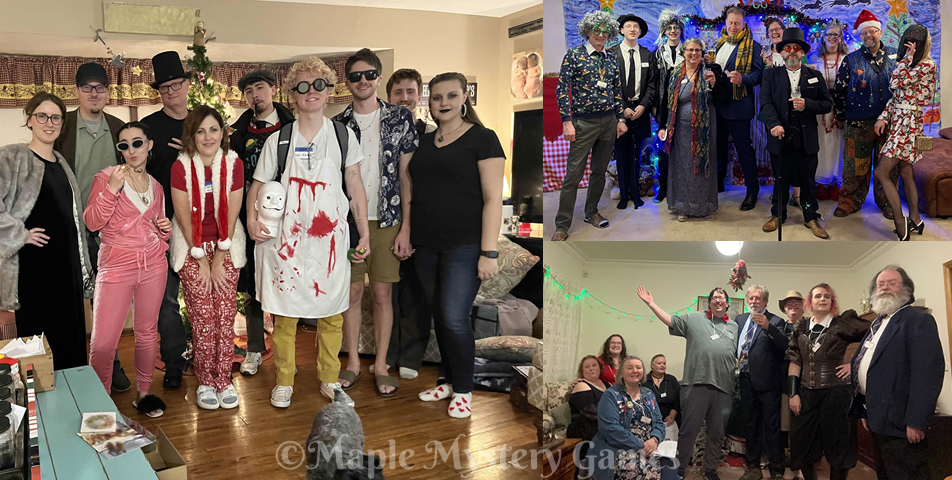 Group photos for 'Murder at the Christmas Party' mystery game