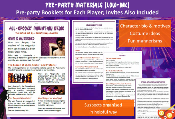 Example of a character's Pre-party Booklet given for 'Murder at the Halloween Party'; example shown is Boo's booklet.