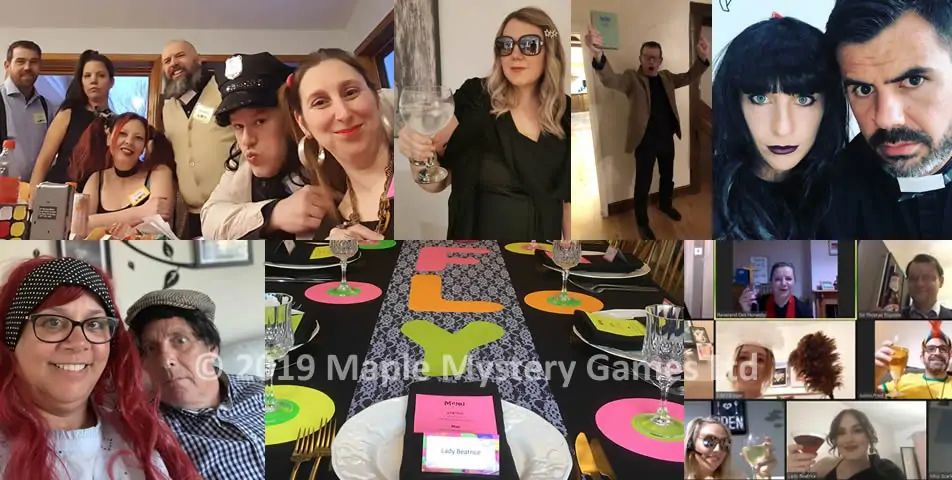 Selection of 90s murder mystery parties - face-to-face and virtual