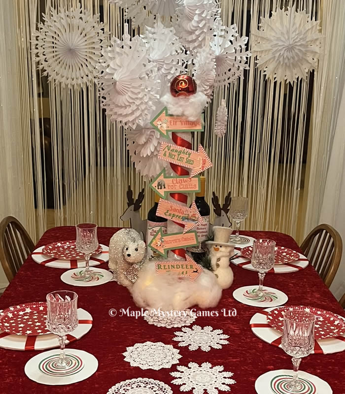 North Pole candy cane sign table centerpiece