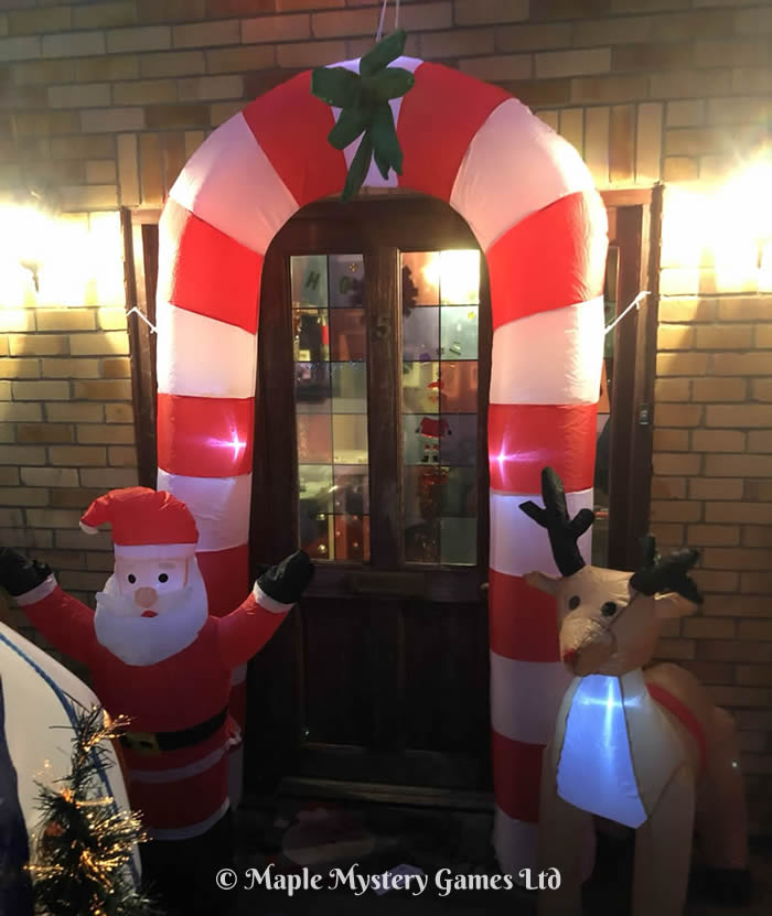 North Pole candy cane party entrance