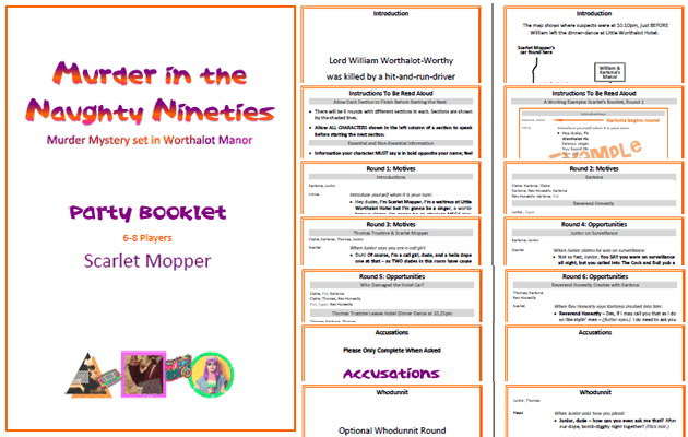 Sample Party Booklet: Scarlet Mopper (Murder in the Naughty Nineties)