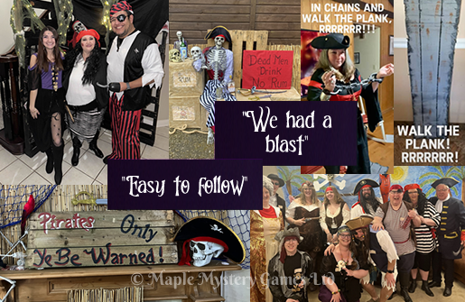 Examples of pirate decorations and costumes