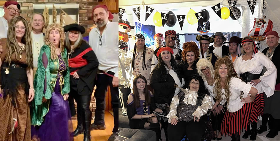 Pirate costumes from two different customer parites