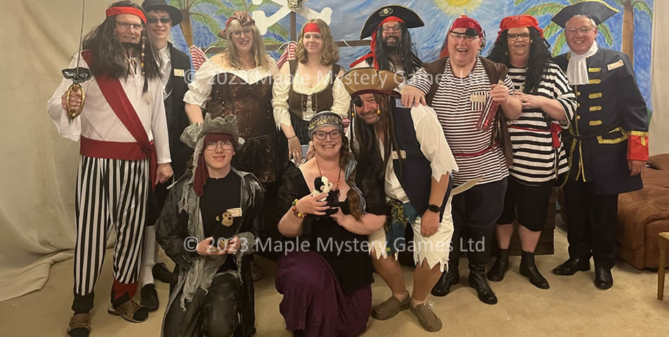 Group photo for our pirate murder mystery test party