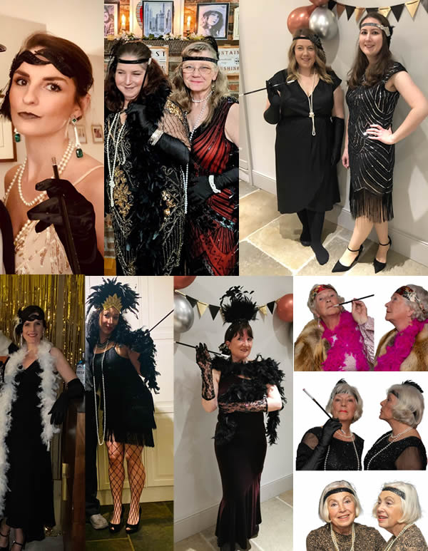 Different customer costumes for flapper characters