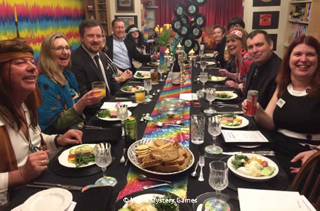 A sixties' themed dinner party table