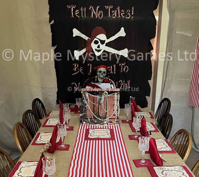 Skull and crossbones flag is a dramatic table backdrop