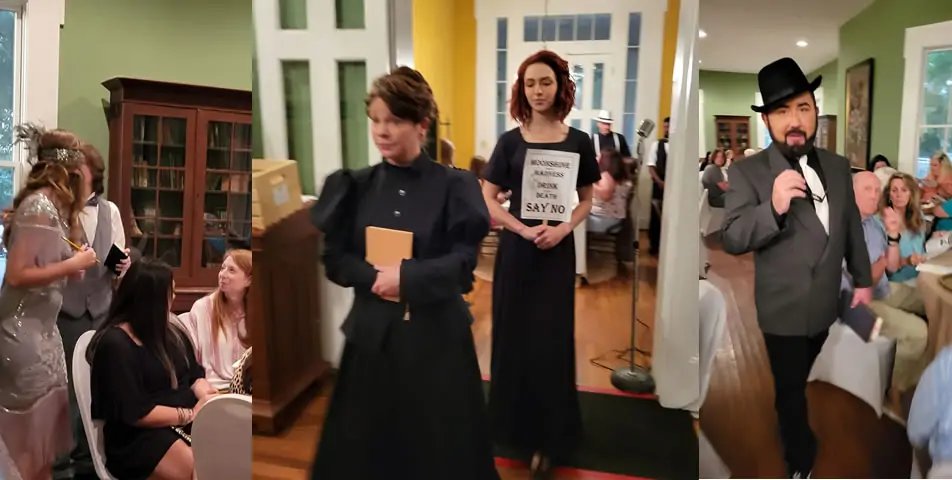 A speakeasy chairty fundraising murder mystery event