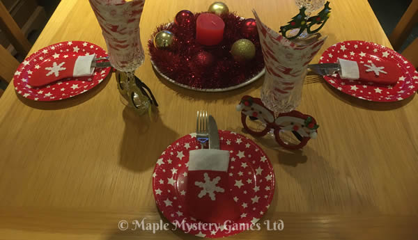 Set of miniature Christmas stockings used for cutlery