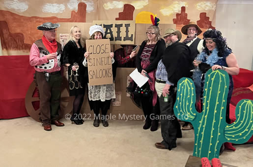 Wild Western themed murder mystery played "At Home" - group photo