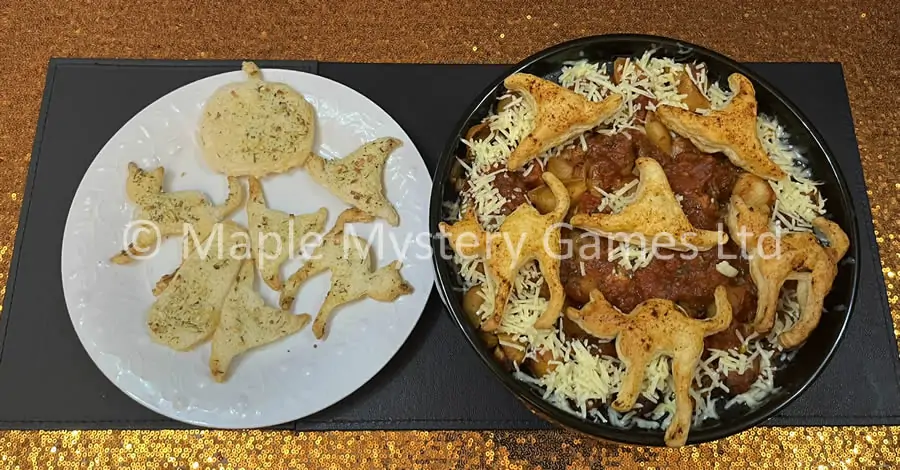 Witchy bake with garlic bread